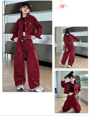 WZH191124-42 طقم جينز قطعتين ( جكيت + بنطلون)