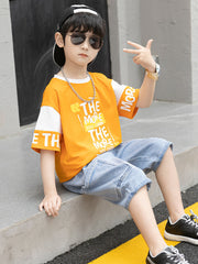 FU14042024-64 طقم ولادي صيفي قطعتين ( بلوزة + بنطلون)