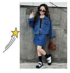 WZH191124-4 طقم جينز قطعتين ( جكيت + تنورة )