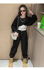 AO0508-137 طقم سبورت بناتي قطني 3 قطع بتصميم عصري مميز وخامة ممتازة