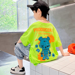 FU14042024-52 طقم ولادي صيفي قطعتين ( بلوزة + بنطلون)