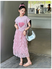 RM150424-37 طقم بناتي صيفي ( بلوزة + تنورة)