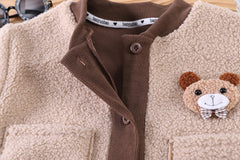 SSX220824-37 طقم ولادي شتوي مبطن فرو ( جكيت + بنطلون + لفحة)