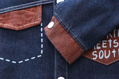 SSX220824-141 طقم جينز 3 قطع ( جكيت + بلوزة + بنطلون )