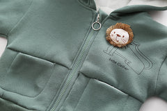 SSX220824-43 طقم ولادي شتوي تقيل مبطن فرو بالكامل قطعتين ( جكيت + بنطلون)