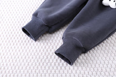 SSX220824-36 طقم ولادي شتوي تقيل مبطن فرو بالكامل قطعتين ( بلوزة + بنطلون)