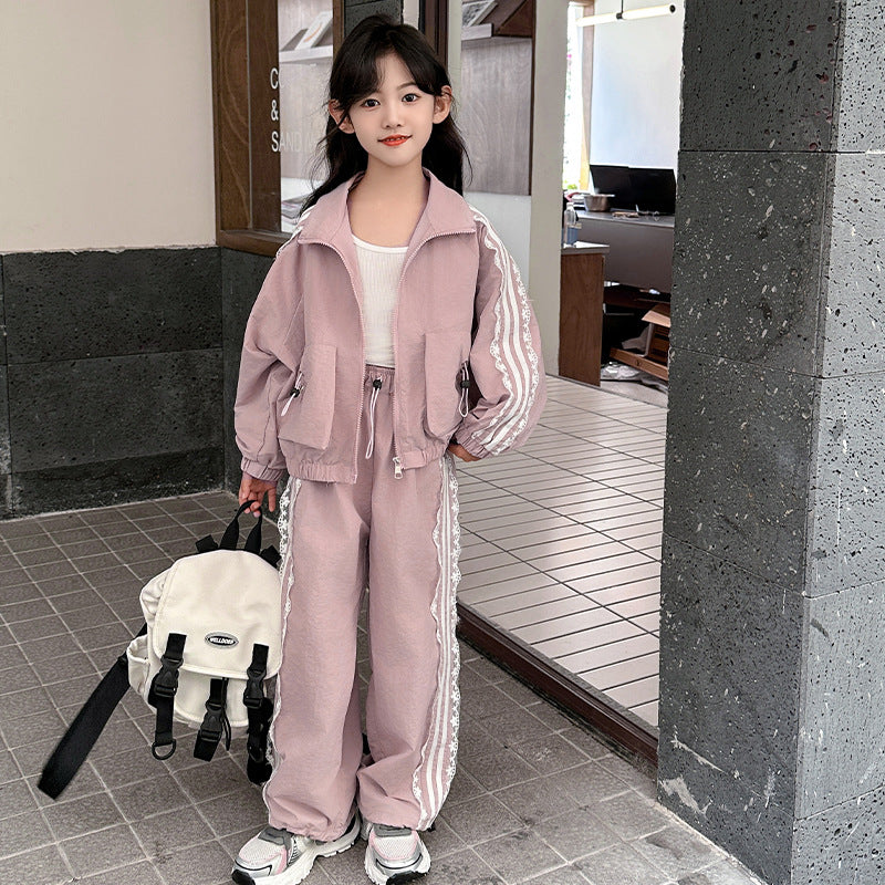 WZH191124-13 سبورت ستان قطعتين ( جكيت + بنطلون) مزينة بالدانتيل