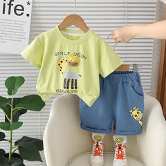 SSX220824-65 طقم ولادي صيفي قطعتين ( بلوزة + شورت)