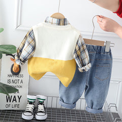 AS-2589B طقم ولادي 3 قطع ( فست صوف + قميص مصوف + بنطلون جينز )