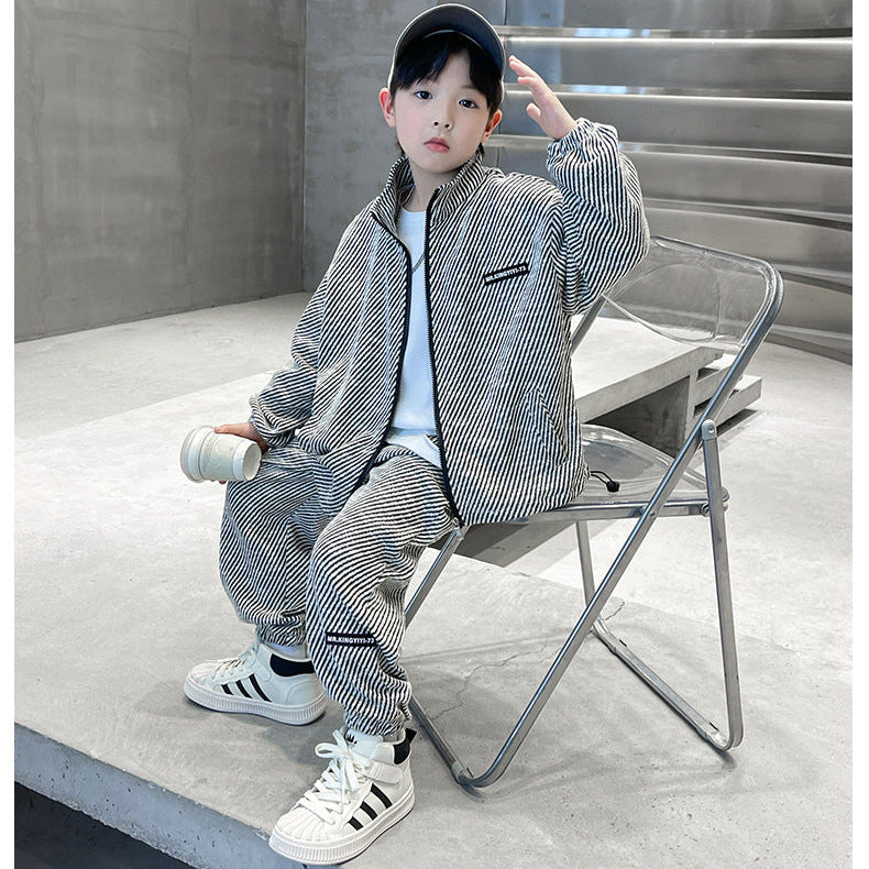 WZ261124-9 بدلة خريفي شتوي مصوفة تقيلة كتير قطعتين ( جكيت + بنطلون)