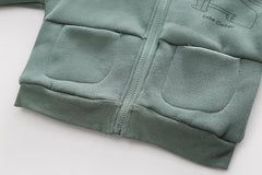 SSX220824-43 طقم ولادي شتوي تقيل مبطن فرو بالكامل قطعتين ( جكيت + بنطلون)