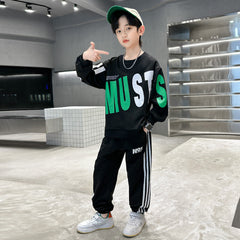 WZS040924-6 طقم ولادي قطني خريفي ربيعي قطعتين ( بلوزة + بنطلون)