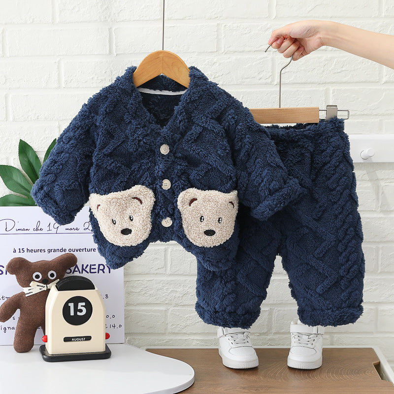 SSX220824-46 بجامة تقيلة كتير ليست فرو خفيف خامة ممتازة غسيل ولبس قطعتين ( جكيت + بنطلون)