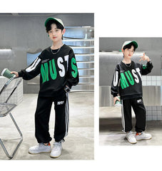 WZS040924-6 طقم ولادي قطني خريفي ربيعي قطعتين ( بلوزة + بنطلون)