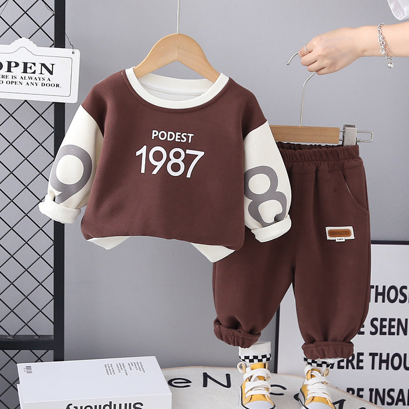 SSX220824-131 ترنج ولادي قطن تقيل دافي ربيعي خريفي قطعتين ( بلوزة+ جكيت)