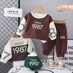 SSX220824-131 ترنج ولادي قطن تقيل دافي ربيعي خريفي قطعتين ( بلوزة+ جكيت)