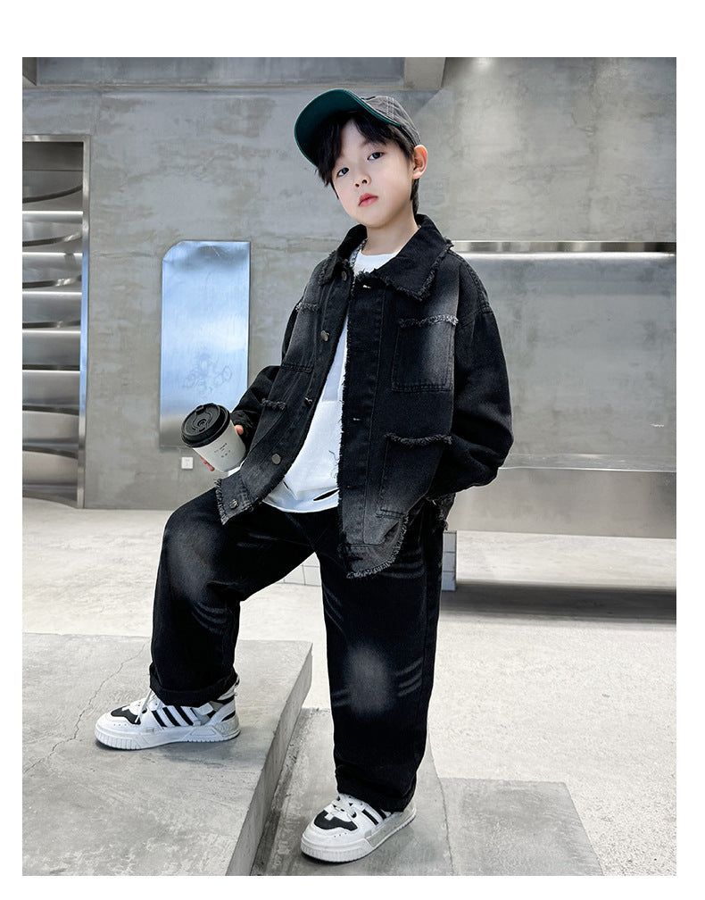 WZH301124-58 طقم  ولادي  جينز قطعتين ( جكيت + بنطلون)