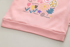 SSN040924-29 طقم بناتي قطن دافي خريفي ربيعي قطعتين ( بلوزة + بنطلون)