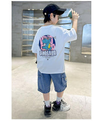 FU14042024-12 طقم ولادي صيفي قطعتين ( بلوزة + بنطلون)