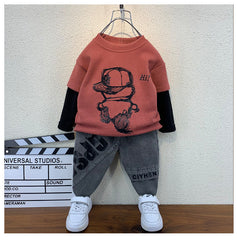 RM1227-44 طقم ولادي قطعتين ( بلوزة قطنية + بنطلون جينز )