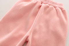 SSX220824-34 طقم بناتي أرنوب شتوي تقيل مبطن فرو بالكامل قطعتين ( بلوزة + بنطلون)