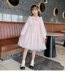 RM1231-05 فستان بناتي ناعم مزين باللولو لأعياد الميلاد والحفلات