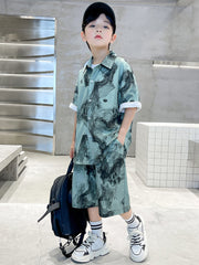 WZH301124-55 طقم ولادي صيفي قطعتين ( قميص + بنطلون)