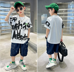 FU14042024-13 طقم ولادي قطعتين ( بلوزة + بنطلون)