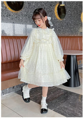 RM1231-05 فستان بناتي ناعم مزين باللولو لأعياد الميلاد والحفلات