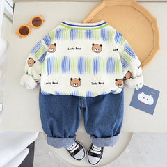 RM0608-20 طقم ولادي قطعتين ( بلوزة قطنية + بنطلون جينز )