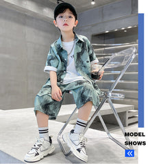 WZH301124-55 طقم ولادي صيفي قطعتين ( قميص + بنطلون)