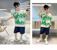 FU14042024-13 طقم ولادي قطعتين ( بلوزة + بنطلون)