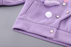 SSN040924-68 طقم بناتي قطن خريفي ربيعي دافي قطعتين ( جكيت + بنطلون)