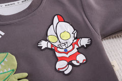 SSX220824-150 طقم ولادي قطن تقيل خريفي ربيعي ( بلوزة + بنطلون)