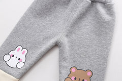 SSN040924-8B طقم شتوي بناتي قطعتين بطن فرو بالكامل ( بلوزة + بنطلون )