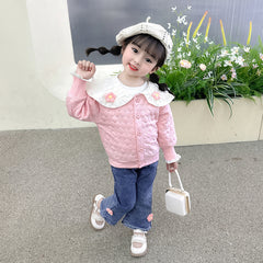 AO0508-64 طقم بناتي 3 قطع ( بلوزة + جكيت + بنطلون جينز )