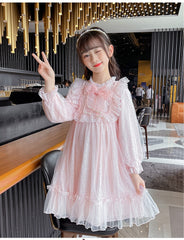 RM1231-05 فستان بناتي ناعم مزين باللولو لأعياد الميلاد والحفلات