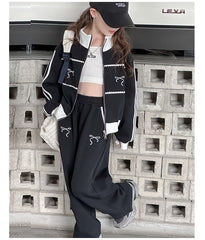 WZH191124-20 بدلة قطنية فخمة قطعتين ( جكيت + بنطلون) ربيعي خريفي