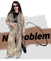 WZH191124-15 طقم جينز قطعتين ( جكيت + بنطلون)