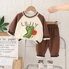 SSX220824-146 بدلة ديناصور قطن اصلي 100% قطعتين ( بلوزة + بنطلون )