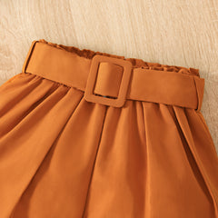 EU120424-28 طقم بناتي 3 قطع ( بلوزة + شورت + طاقية)