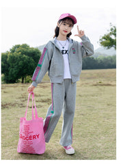 RM090424-7 طقم رياضي قطني بناتي قطعتين ( جكيت + بنطلون)