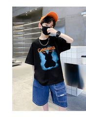 FU14042024-66 طقم ولادي صيفي قعطتين ( بلوز + بنطلون جينز)