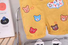 RM231223-17 طقم ولادي قطعتين ( أفرهول كتان + بلوزة قطنية )