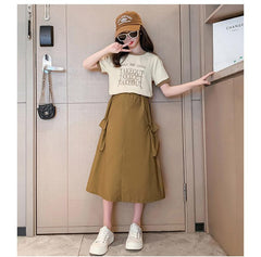 RM150424-24 طقم بناتي صيفي قطعتين ( بلوزة + تنورة )