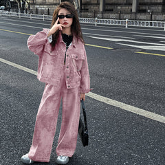 WZH191124-15 طقم جينز قطعتين ( جكيت + بنطلون)