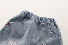 SSN040924-40 طقم بناتي جينز قطعتين ربيعي خريفي ( بلوزة + بنطلون جينز )