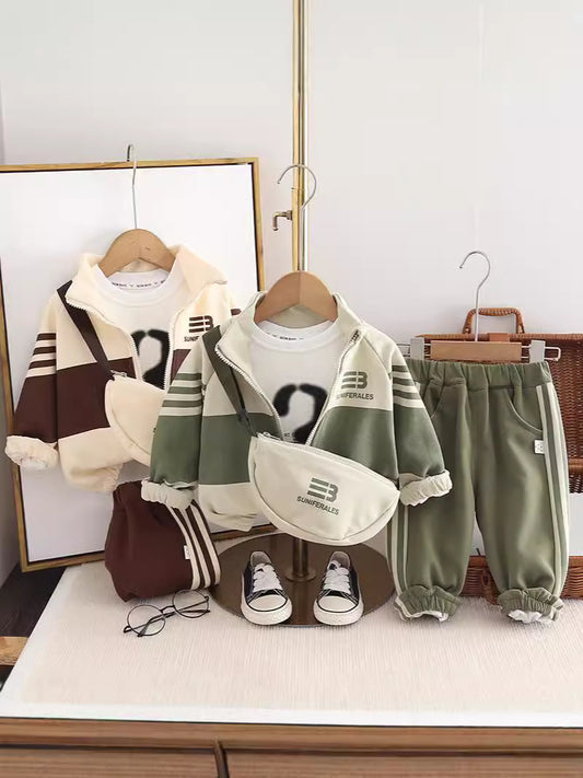 SSN040924-48 طقم تقيل خريفي ربيعي 4 قطع ( بلوزة + جكيت + حقيبة + بنطلون)