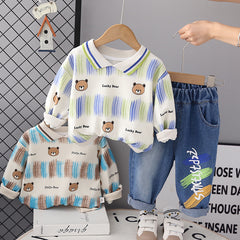 RM0608-20 طقم ولادي قطعتين ( بلوزة قطنية + بنطلون جينز )