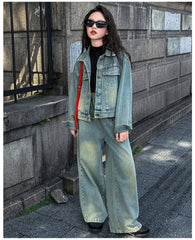 WZH191124-16 طقم جينز قطعتين ( جكيت + بنطلون )